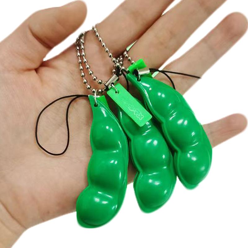 Toys 3PCS Squeeze Bean Keychain Fidget Pea Gifts for Teenager Adults Anxiety Stress Relief Party Favors Supplies Kids Boys Girls