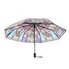 Vintage Stained Glass Automatic Folding Umbrella Romantic Sunny Hand-Painted Clear Umbrellas Stylish Portable Travel Umbrella
