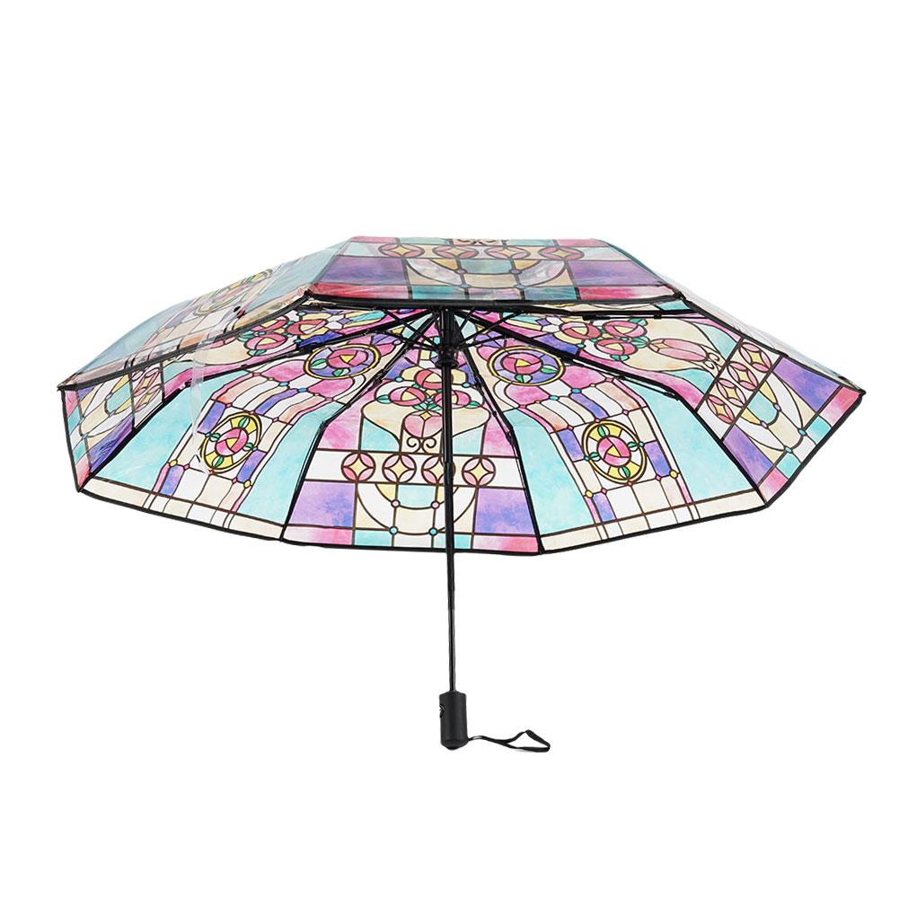 British Wind Rainforest Arch Clear Umbrella Stained Large Umbrella Long Romantic Clear Automatic Handle Sunny Glass G1U6