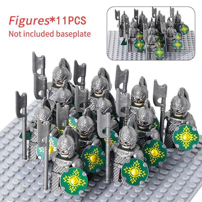 11PCS LOTR Elves Soldier Orcs Army Figures Armor Guard Warrior Archer Medieval Knights Building Blocks Bricks toys for kid gifts