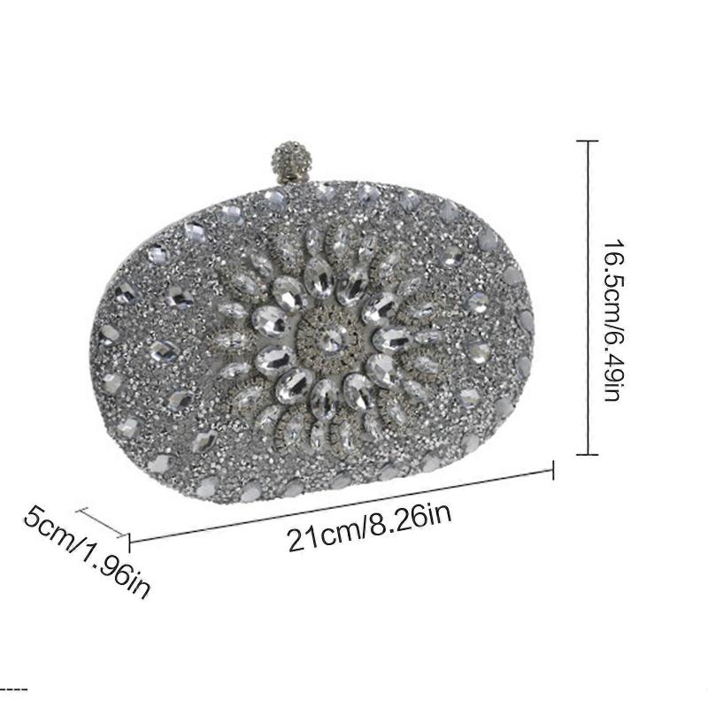 Women Evening Bag Bridal Clutch Party Prom Wedding Handbag Crossbody Shoulder Bags Detachable Chain Purse Silver