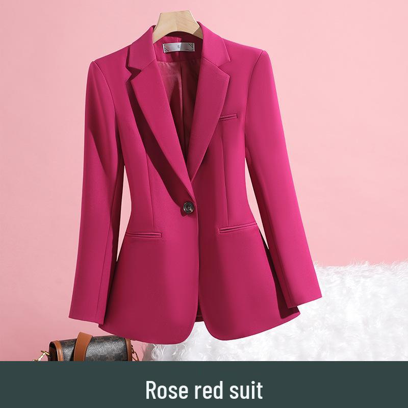 2025 Women's Slim Fit Pink Blazer: Fashionable, Age-Reducing One-Button Professional Suit for Autumn