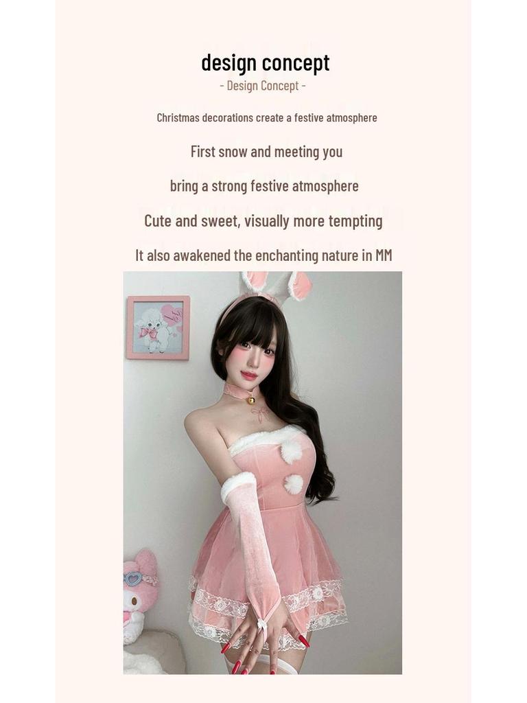 Festive Bunny Girl Cosplay Outfit: Sexy Christmas & New Year Lingerie