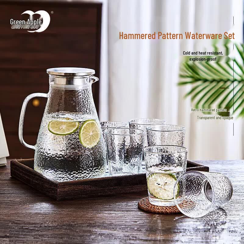 Green Apple Heat-Resistant Glass Pitcher and Cup Set