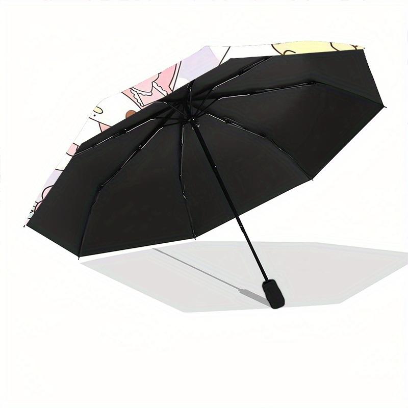 Squirrel and My Melody Cartoon Umbrella, Portable 3-Fold Compact Umbrella, Suitable for Camping, Hiking and Travel, Ideal Easter Birthday Gift for Fam