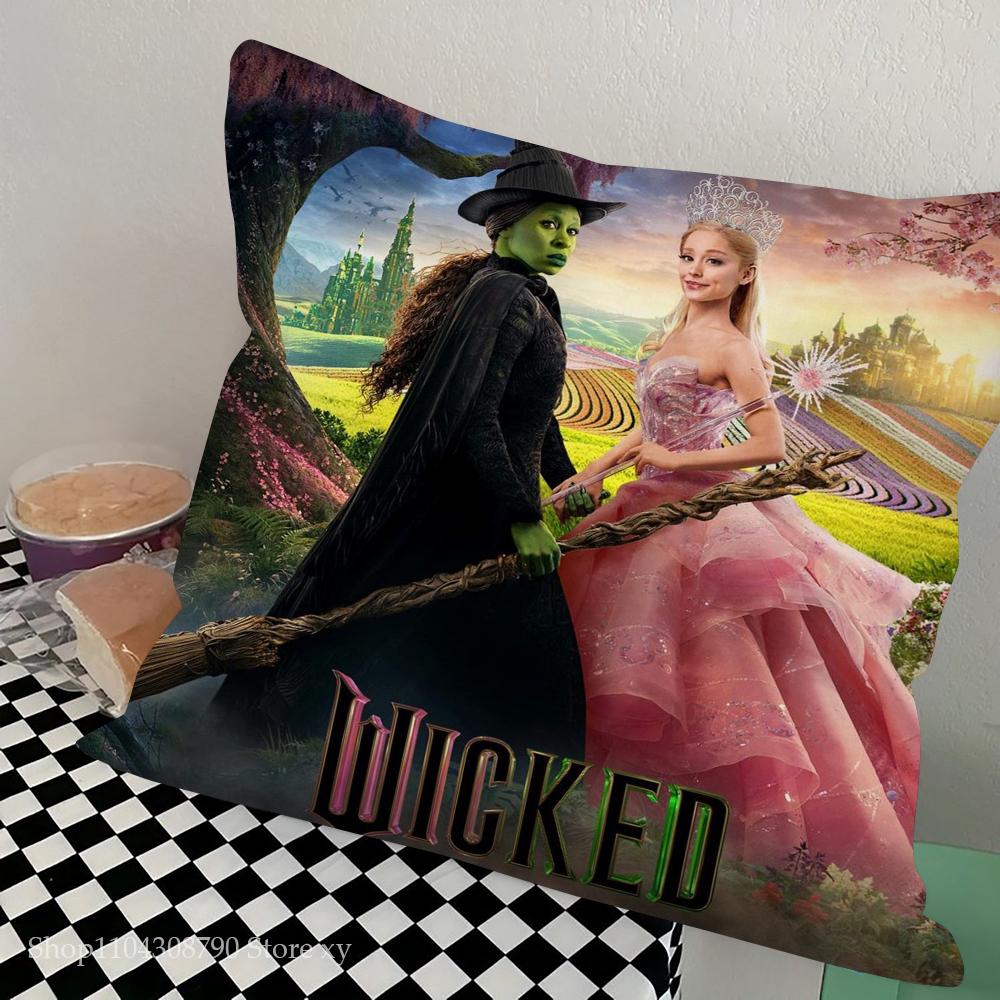 W-Wicked Part One Movie B Pillow Case Square Pillow Bedroom Sofa Leisure Comfort Cushion Car Living Room Home Decoration