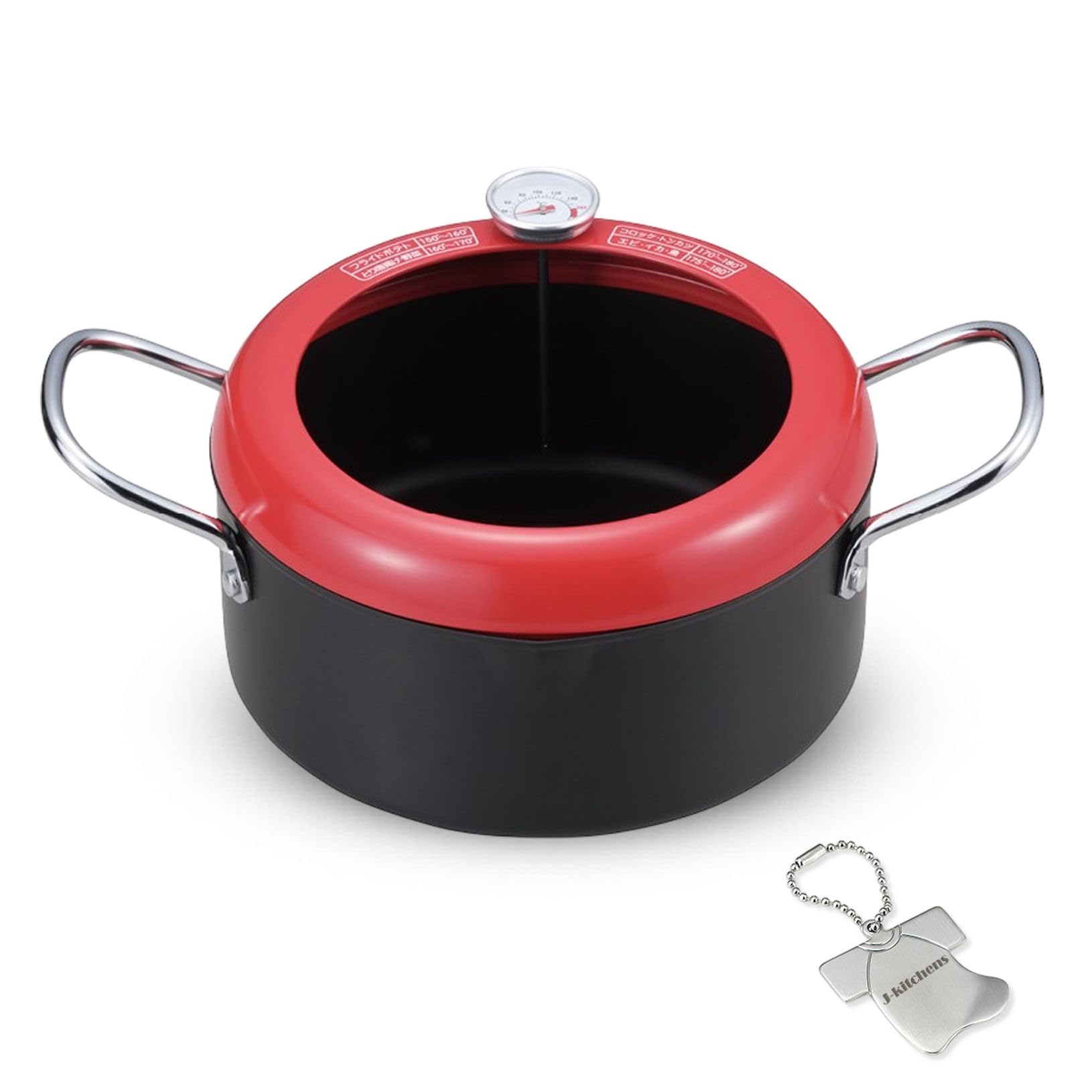 

20cm Tempura Pot with Thermometer and Includes Original T J-kitchens Splash-Reducing Frame, Kankiri-kun