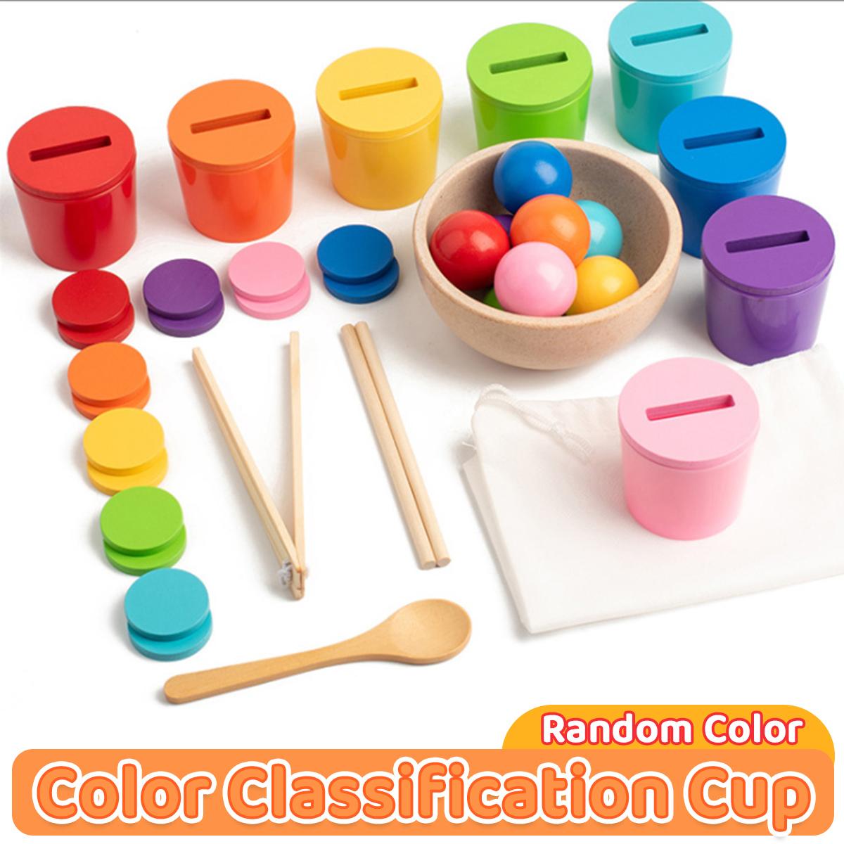 

Монтессори Деревянная игрушка Игра на сопоставление цветов Радужные шарики в чашках Развивающие обучающие игрушки для детей дошкольного возраста 3+ лет