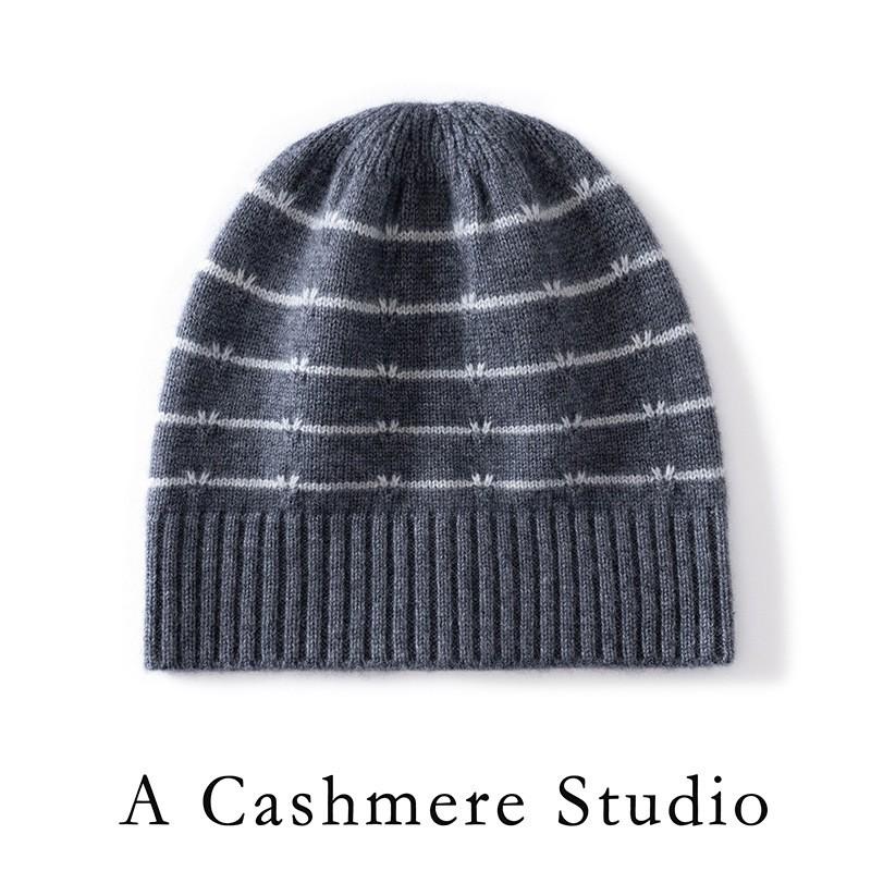 Womens Striped Cashmere Knit Beanie Winter Warm Ear Flap Hat Casual Outdoor Cold Weather