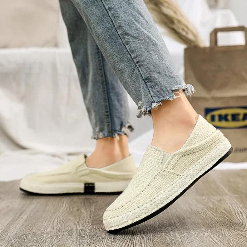 Fashion Comfort Men's Canvas Shoes 2024 Fashion Casual Shoes for Men Outdoor Soft Breathable Driving Shoes Zapatos Para Hombres Hot Sell