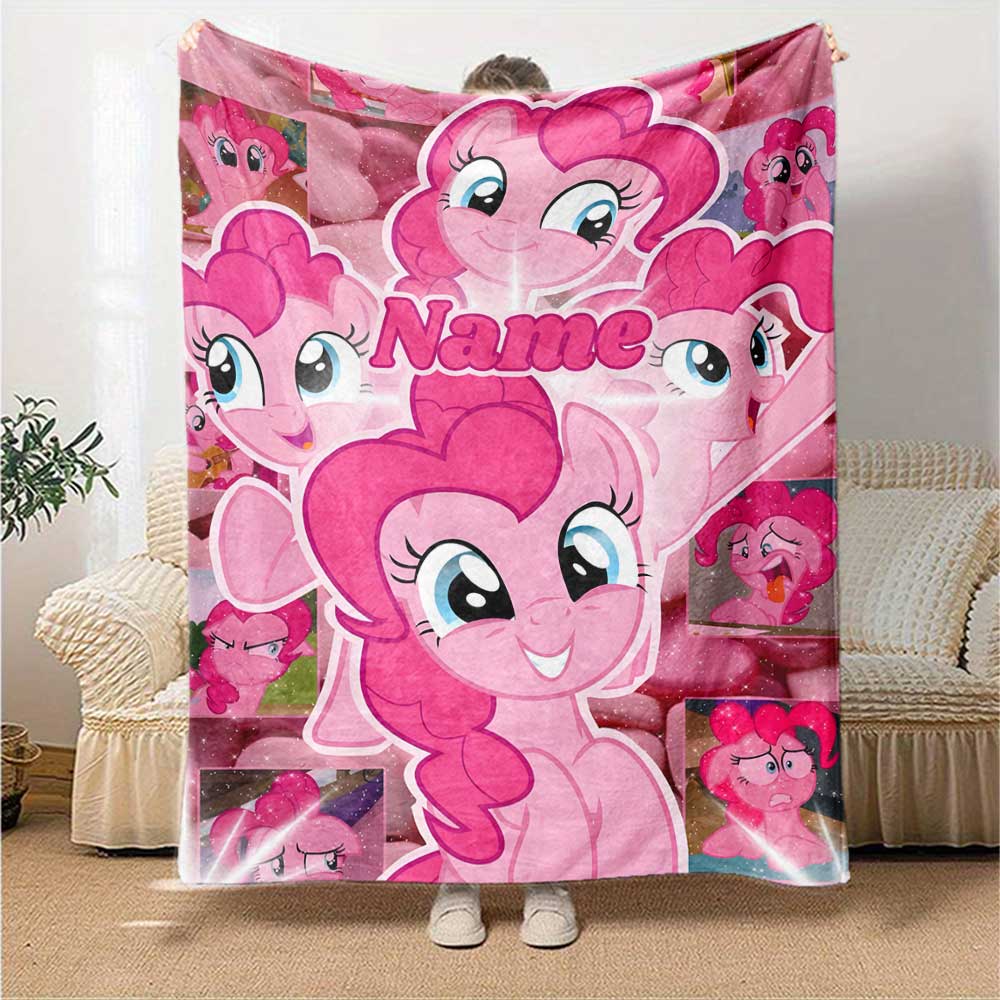 Little Pony (17) Personalized Text Blanket Lightweight Personalized Blanket Comfortable Suitable for Home Decor Office Living Room Office Chair