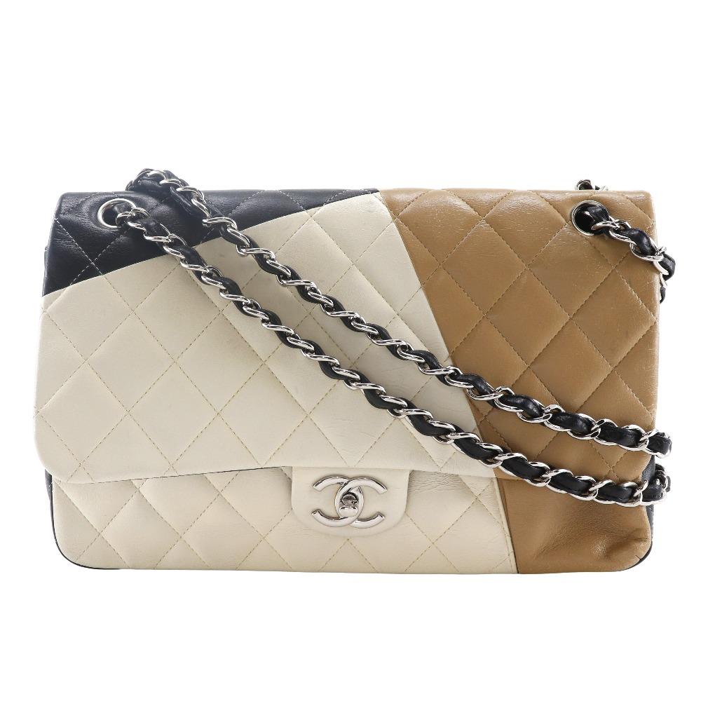 

CHANEL Deca Matelasse 30 Shoulder Bag ChainShoulder Double flap Black / white / Brown Calfskin Women Used