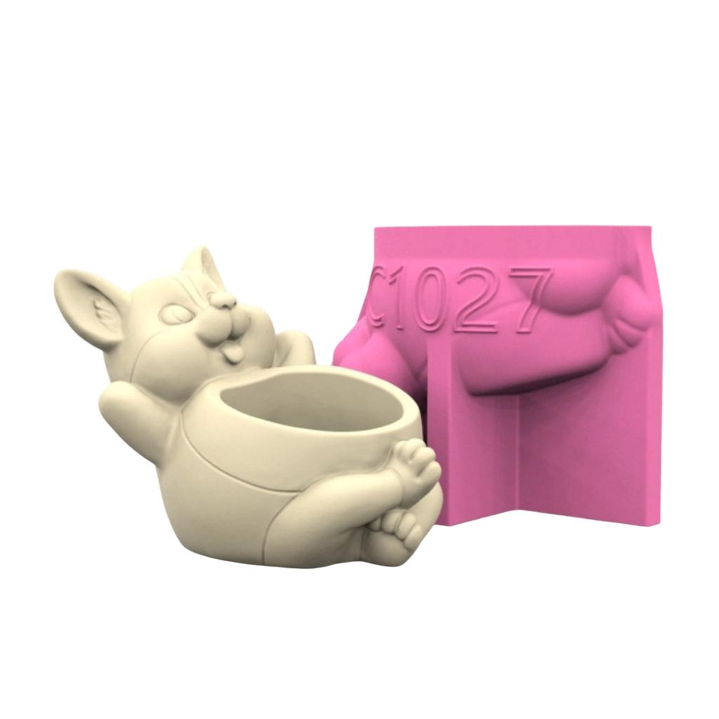 Practical Dog Flower Pots Sturdy Silicone Mould Cement Plaster Craft Supplies for Garden and Indoor Decoration