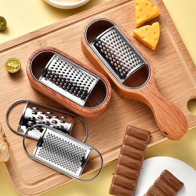 Begonia Wood & Stainless Steel Cheese and Vegetable Shredder with Storage