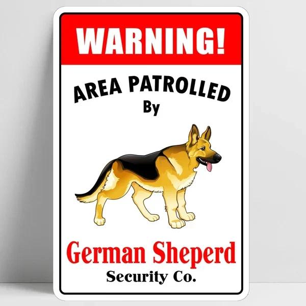 Warning Area Patrolled by Australian Shepherd Retro Vintage Tin Sign Bar Pub Home Metal Poster Wall Art Decor Poster tin sign