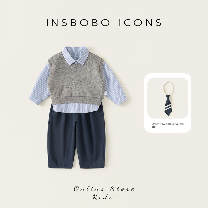 Boys  Spring Clothing 2026 New Style Baby Boy Suit, Preppy Style Children s Clothes, Spring One-Year-Old Boy Formal Wear, Children s Clothing Navy Blue (Brother Style) 80