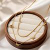 Stainless Steel Bowknot Double Layer Necklace Round Snake Chain Women's Bow Zircon Y-Shaped Necklaces Chic Jewelry Gift