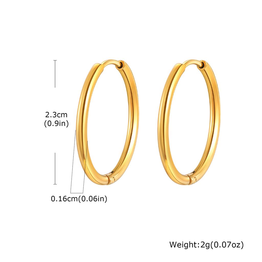 Vnox Simple Thin Stainless Steel Earrings For Women Girls, 13-23mm 18K Gold Plated Huggies, Non-allergic Jewelry 1.6mm Wire