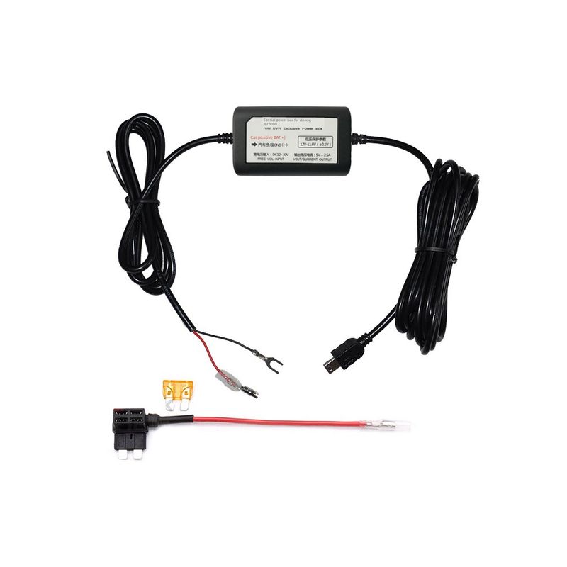 Suitable for 12V/24V to 5V Dash Cam Voltage Step-Down Cable, Fuse Box Power Supply for Parking Monitoring, Low Voltage Protection Power Supply