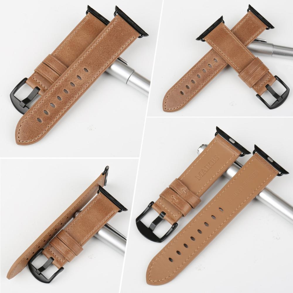 For Apple Watch Accessories Genuine Leather Watch Bracelets Apple Watch Band 44mm 40mm iWatch Strap 42mm 38mm Series 4 3 2 1
