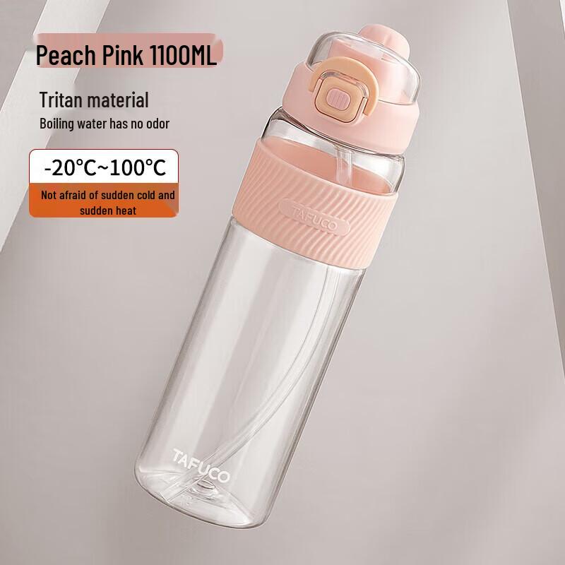 TAFUCO 1.1L Double-Layer Glass Straw Bottle