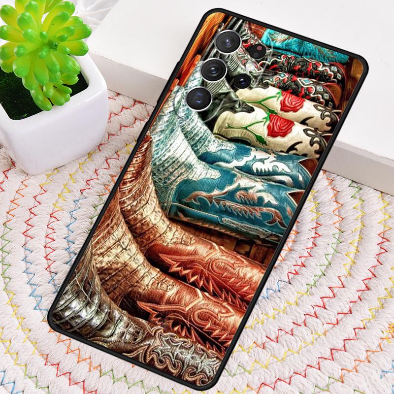 Cowboy Cowgirl Boots Spur Hat Phone Case for Samsung Galaxy note 10 pro S26 Ultra S23 S24 FE S25 S21 S22 PLUS shockproof Cove