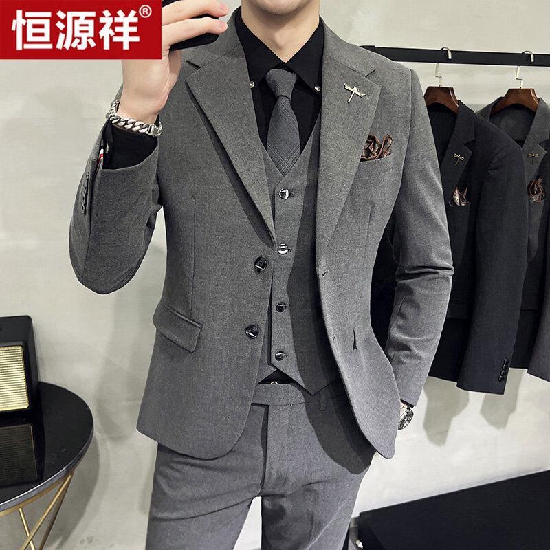 Hengyuanxiang Men's Plus Size Two-Button Suit Set