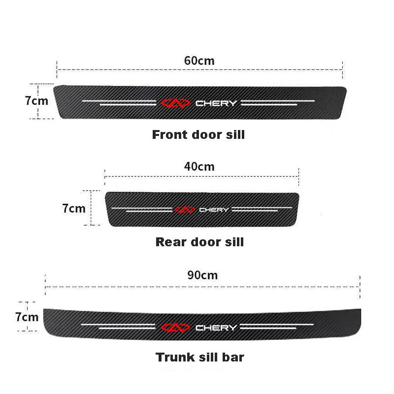 Car Door Threshold Plate Carbon Fiber Stickers For Chery Tiggo 3 5X 4 8 Glx 7   Arrizo Cheri Tiggo 8 Auto Accessories