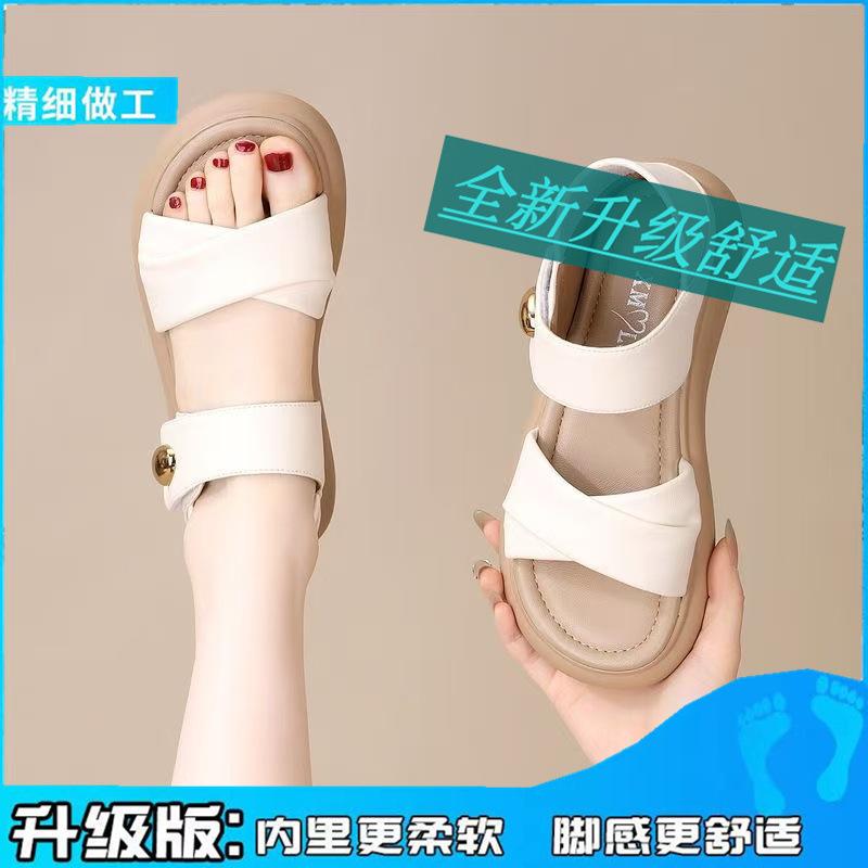 Yuechen Flat-bottomed Casual Sandals Women Wear In Summer, New Super Fire Non-slip Comfortable Soft-soled Roman Shoes