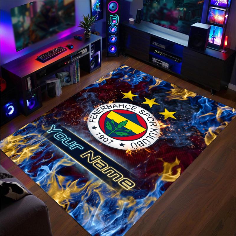 Crystal Velvet Rug Fenerbahçe FC Print Custom Name Text Floor Mat Home Decor