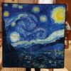 90cm Sternenhimmel Imitation Köper Modischer Seidenschal Quadratisch Damen Hijab Bandana Foulard Kopftuch Van Gogh Ölgemälde Halstuch