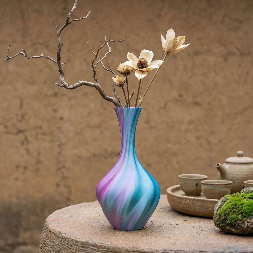 Gradient Color Modern Twisted Flower Bottle Decorative Flowerpot Home Desktop Decorations