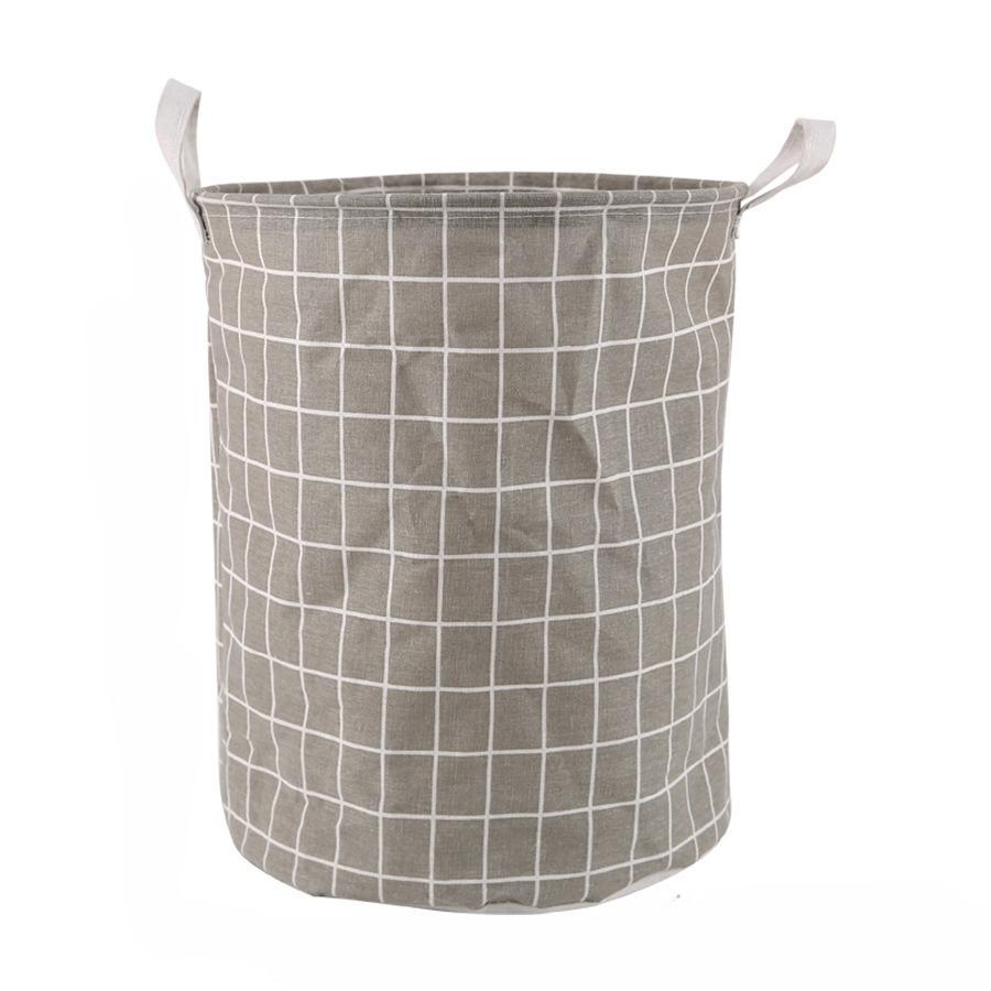 Household Dirty Clothes Basket, Toy Storage Bucket, Grid Fabric Large Foldable Waterproof Storage Basket