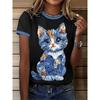Colorful Cat With Glasses Women's Tee - Funky Art Graphic, Casual Daily Wear