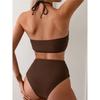 Halter Wrinkled High Neck Female Swimsuit High Waist Bikini Women Swimwear Two-pieces Bikini set Bather Bathing Suit Swim V5616
