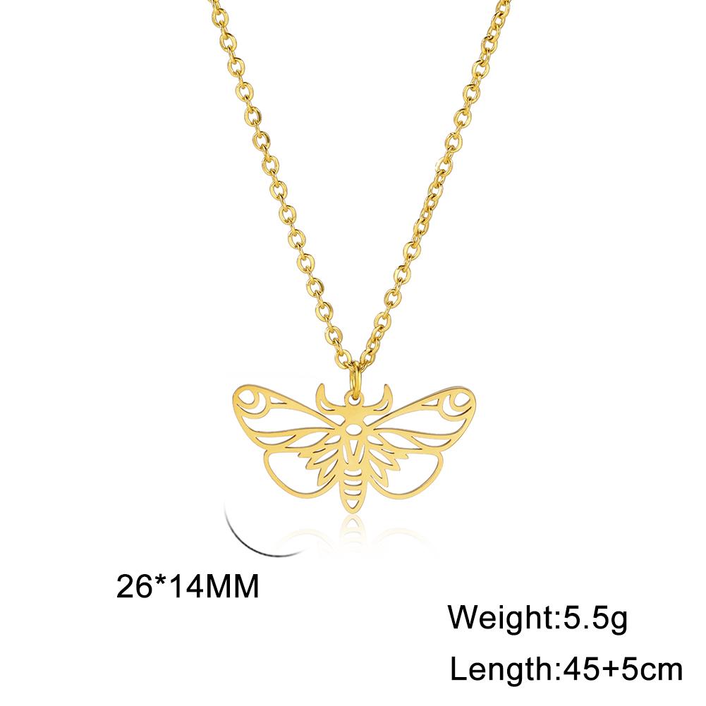 Vintage Moon Phase Luna Death Moth Pendant Necklaces for Women Stainless Steel Personality Gothic Butterfly Jewelry Gifts