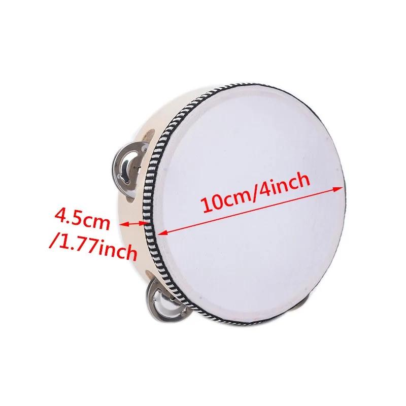 1Pc Wooden Tambourine 4/6/8/10-Inch Beige Rim with Metal Jingles Musical Educational Percussion Instrument for Concert Church Pa