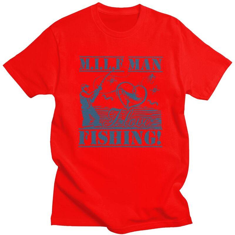 

Модные Мужские Футболки с Короткой Рукавой, Дизайн Milf Man I Love Fishing , Рыбак, Подарок Рыбаку, Уличная Одежда, Приталенные Футболки S