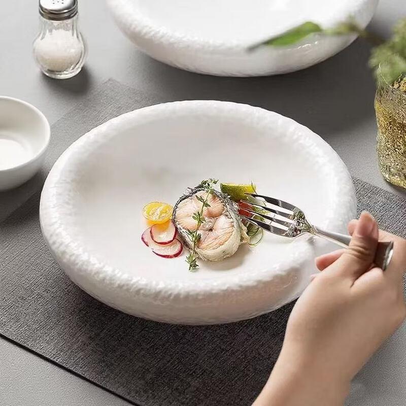Minimalist White Porcelain Dinner Plate