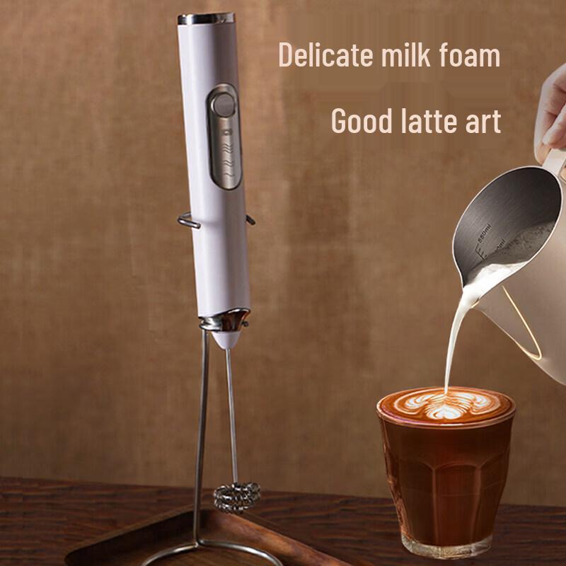 Electric Handheld Milk Frother with Glass Beaker
