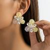 2026 Floral Earrings Women Handwoven Multi-Layer Petal Design With Full Rhinestone Accents Sterling Post