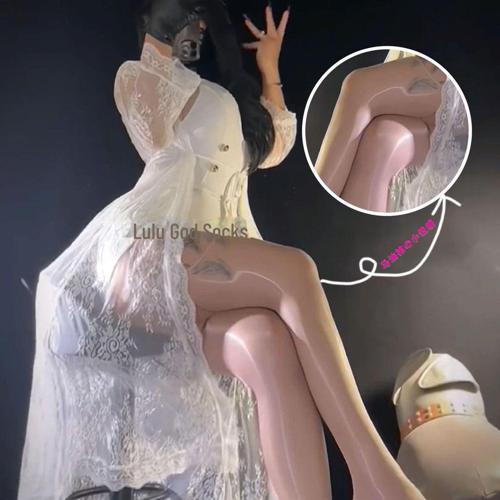 "Luminous High-Gloss Stockings: Large Size, Silky Sheer, Sexy Horse Oil Finish for Women"