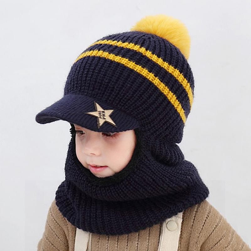 Kids Girls Boys Toddler Baby Winter Warm Hat Hooded Scarf Earflap Knitted Cap