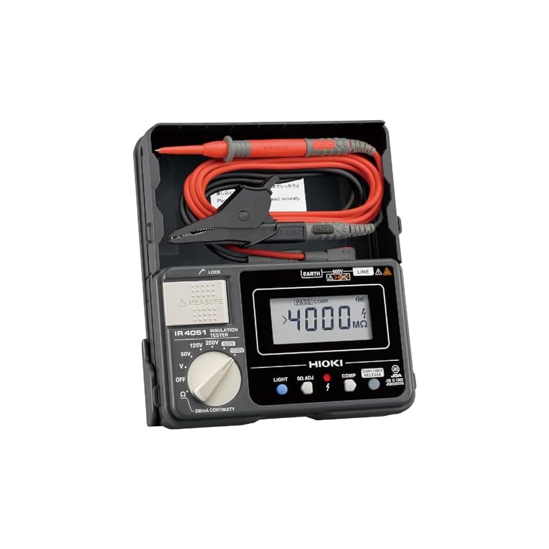 Hioki Electric Insulation Resistance Meter, JIS Certified, 5 Ranges, IR4051-10