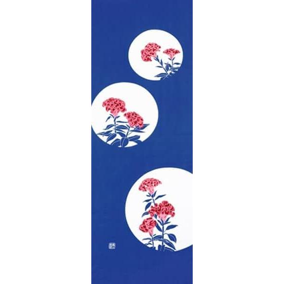 Somen Anbo Tenugui "Celosia Blue" Hand-dyed 100% Cotton Tokkaoka Made in Japan 35cm x 100cm Celosia Autumn Season Word Korean Indigo Manyoshu