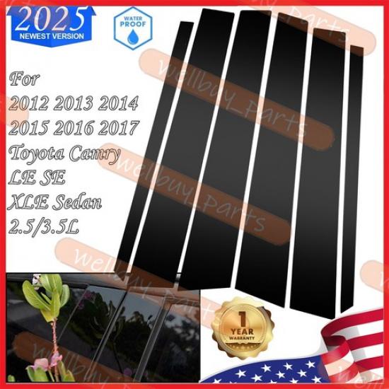 6PCS Door Window Pillar Post Cover Trim For Toyota Camry 2012-2017 Accessories
