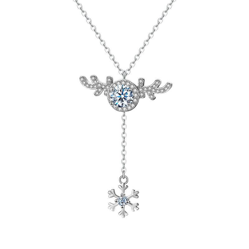 

Весенний дизайн ожерелье из рогов снежинка кисточка свитер цепь легкая роскошная ниша ключичная цепочка