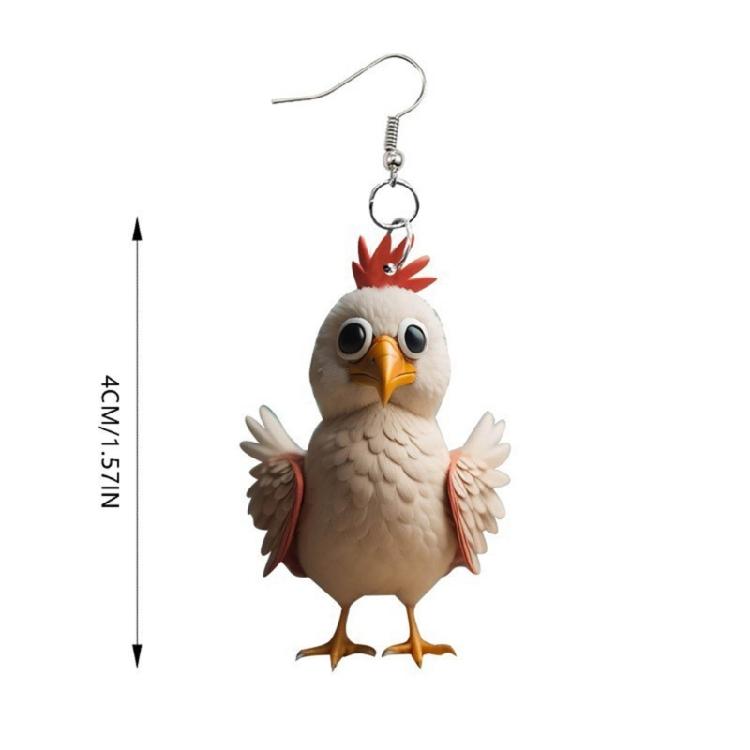 Eye catching Acrylic Chicken Drop Earrings Ear Studs Jewelry for Party Nights