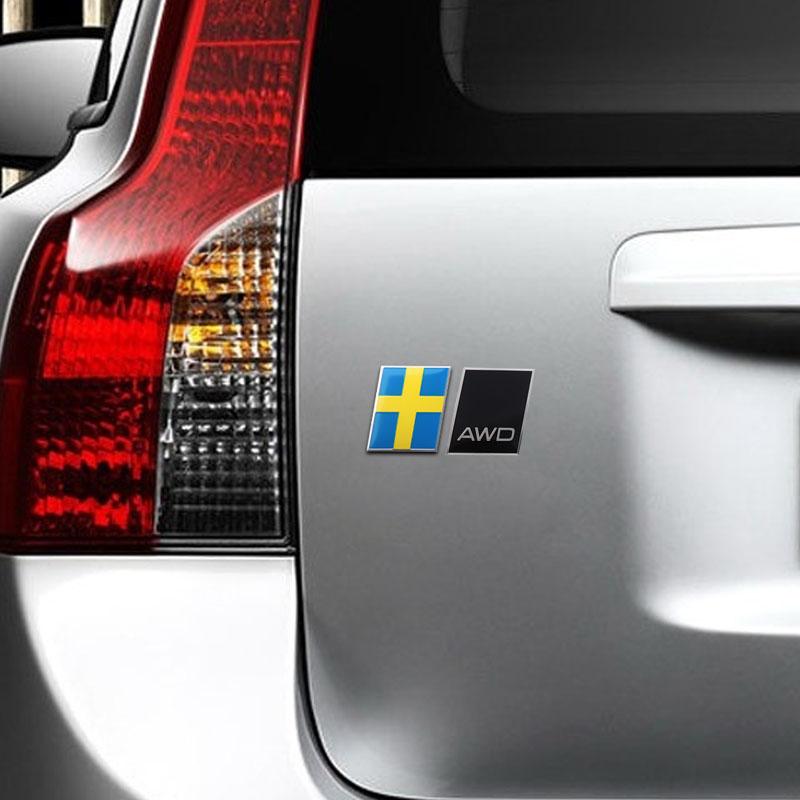 Aluminium R AWD Inscription Swedish Flag OCEAN Sweden Crown Car Rear Emblem Badge Sticker For S60 S90 S80 XC60 XC90 XC40 V40 V60 V90