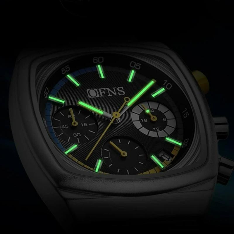 Square Dial Chronograph Quartz Watches for Men Fashion Leather Strap Casual Sport Wristwatch with Date Display Waterproof Luminous